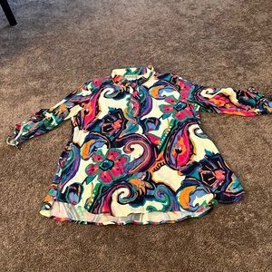 Printed tunic cinch 3/4 slv